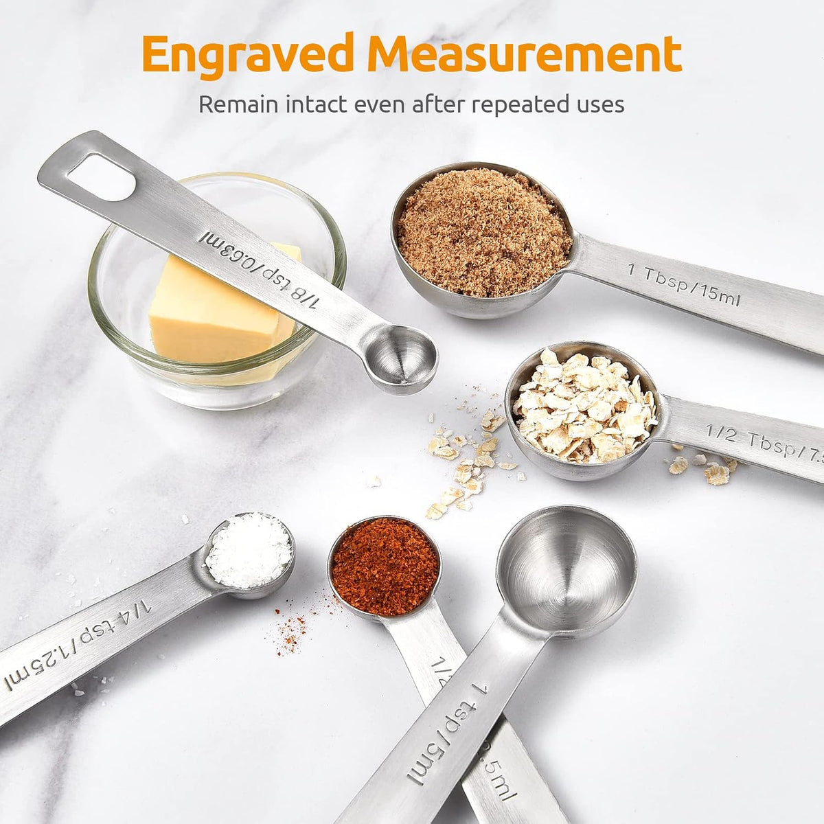 U-Taste 18/8 Stainless Steel Measuring Spoons Set of 9, Teaspoon Tablespoon