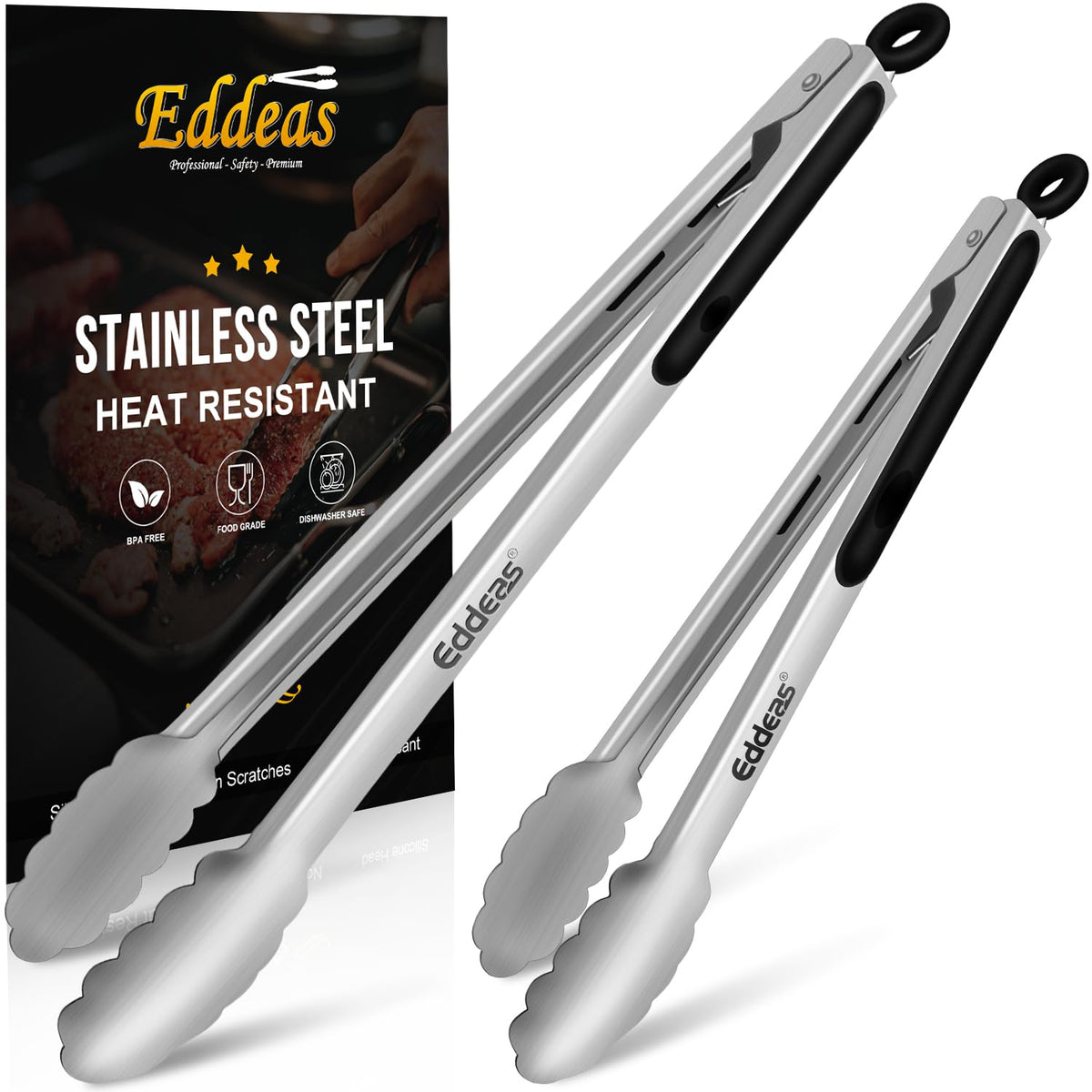 Metal Tongs For Cooking Up To 600°F Kitchen Tongs 2PCS - 9", 12 inch