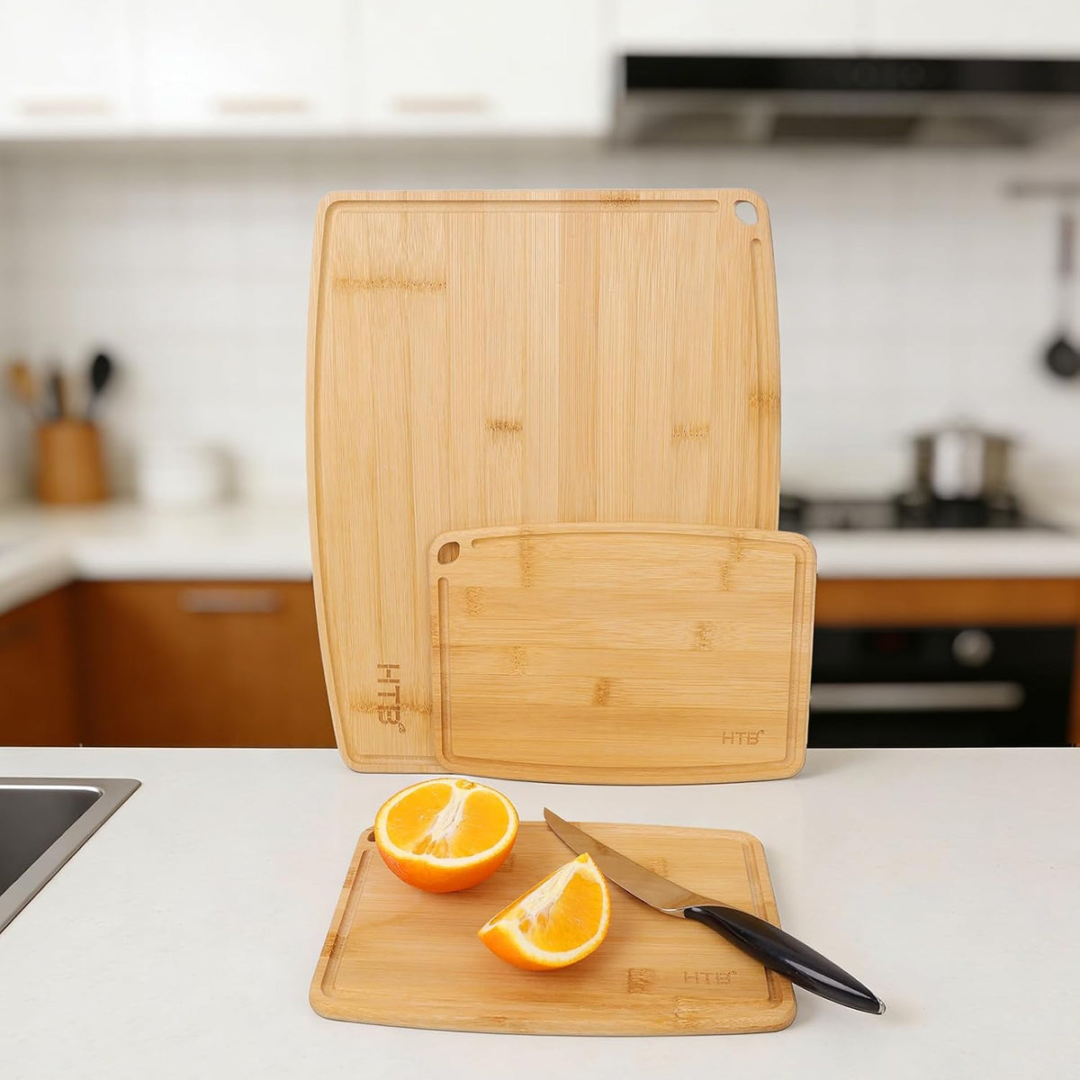 HTB Bamboo Cutting Board for Kitchen Wooden Chopping Board, Mini 1PCS