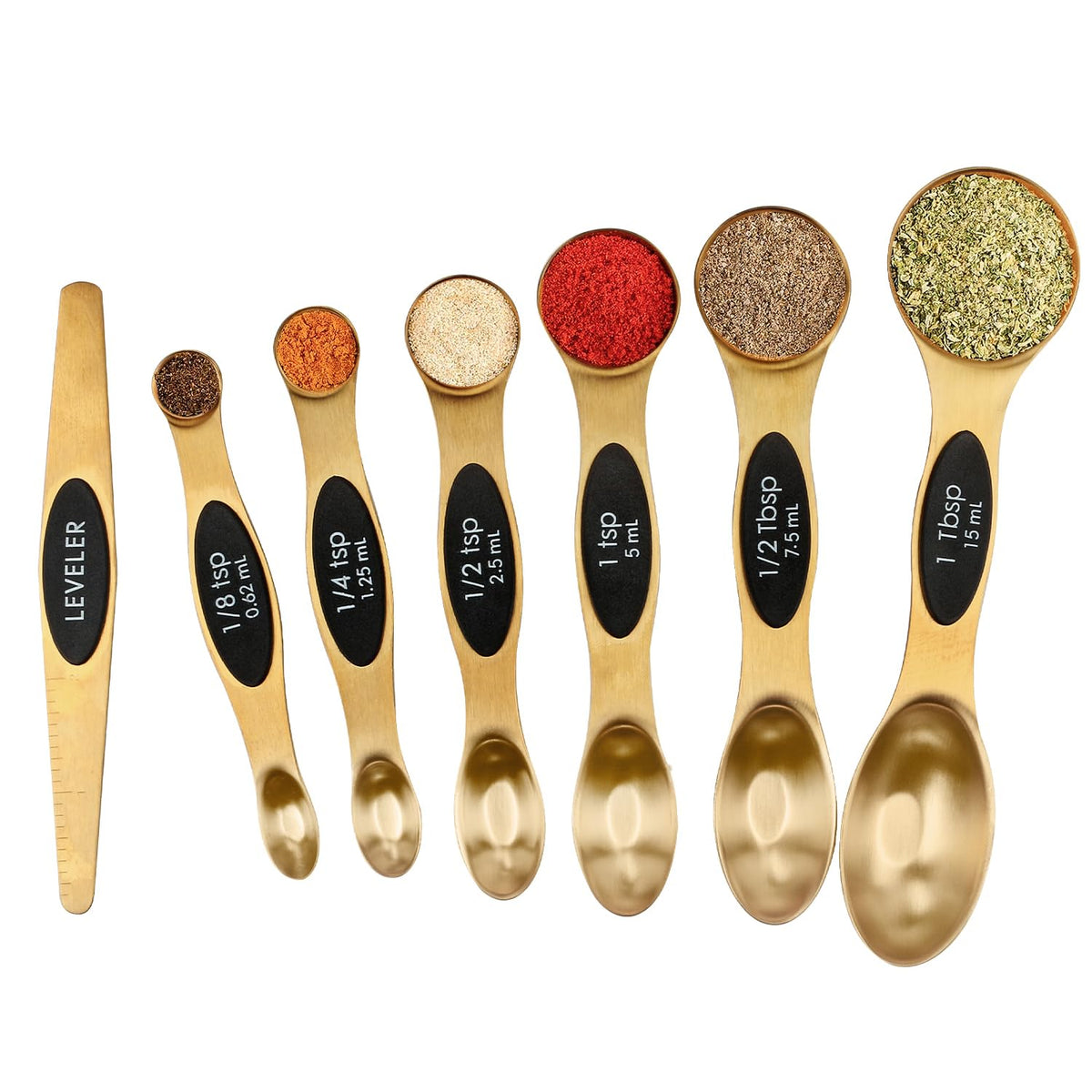 Magnetic Measuring Spoons Set Stainless Steel with Leveler, Stackable Metal Tablespoon Measure Spoon for Baking, Cups and Spoon Set Kitchen Gadgets Apartment Essentials Fits in Spice Jars