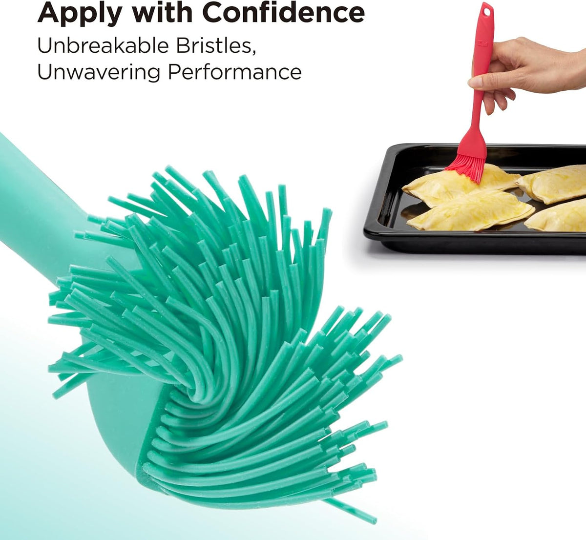 Kitchen Mama WaltzGrip Platinum Silicone Basting Pastry Brush, Teal