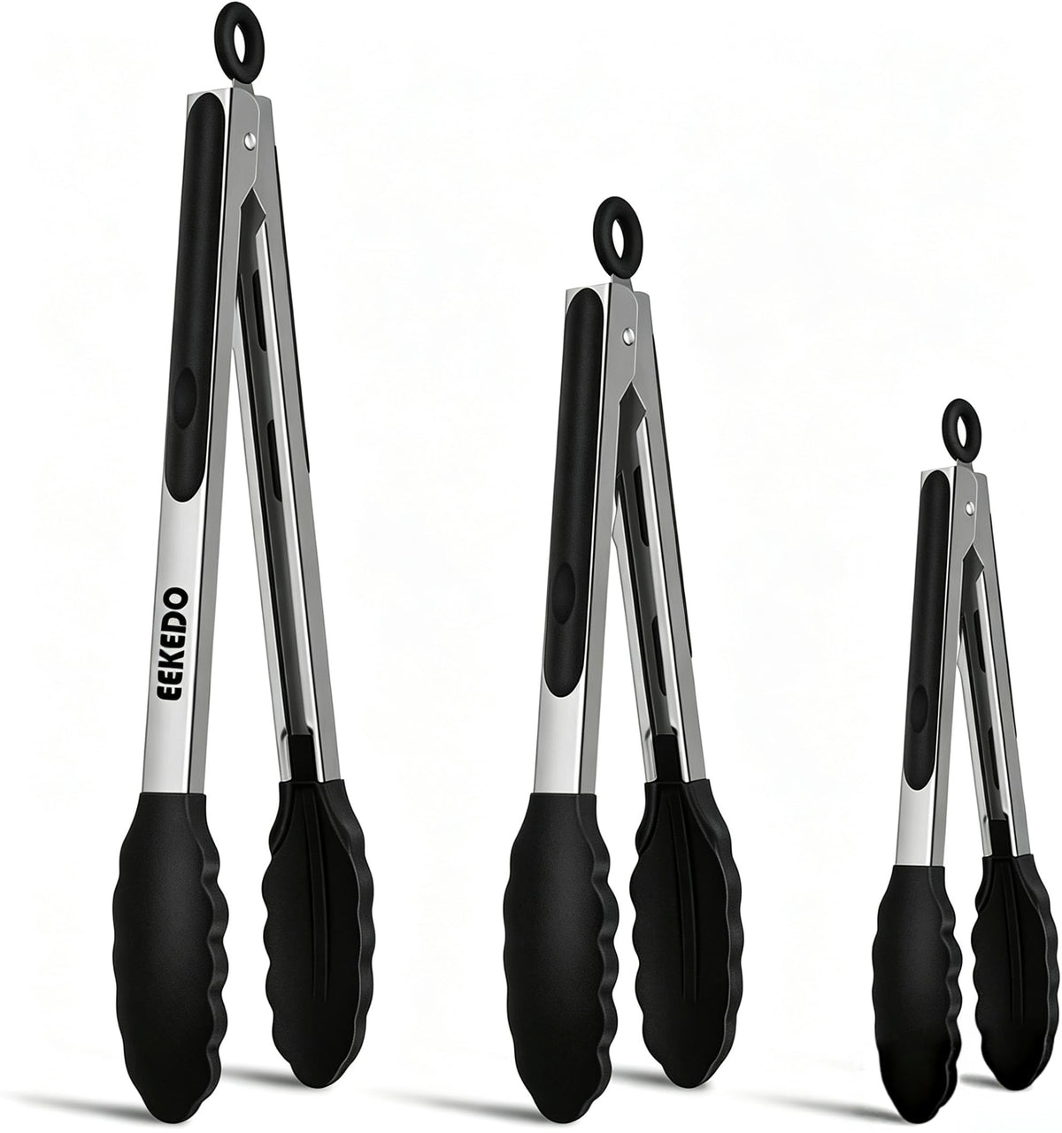Tongs for Cooking, Stainless Steel Kitchen Tongs with Silicone Tips