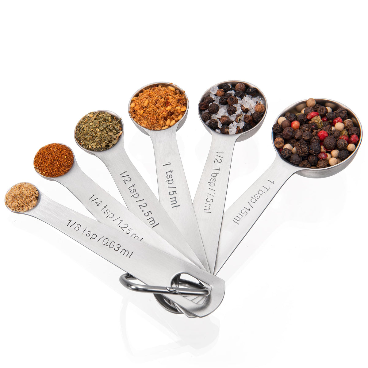 Doosu 18/8 Stainless Steel Measuring Spoons with Engraved Metric (Set of 5)