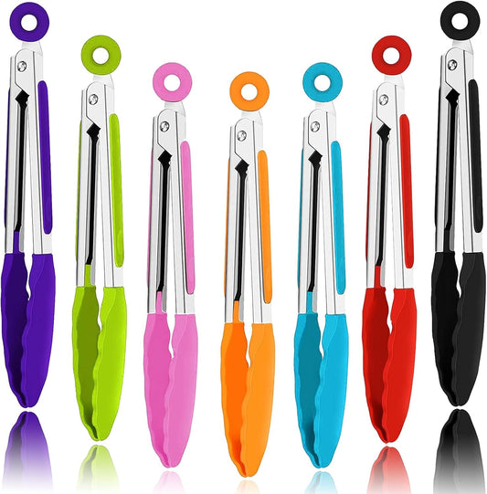 7 Pack Kitchen Tongs,7 Inch Stainless Steel Cooking Tongs
