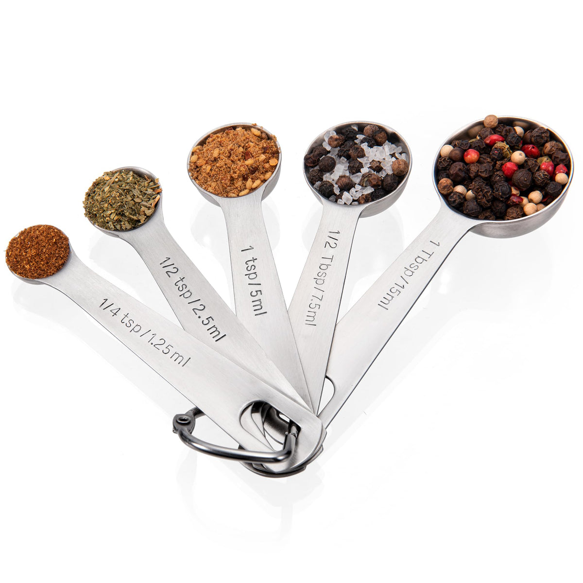 Doosu 18/8 Stainless Steel Measuring Spoons with Engraved Metric (Set of 5)