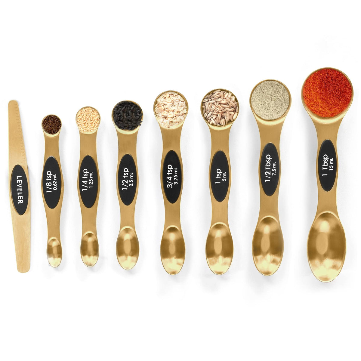 Magnetic Measuring Spoons Set Stainless Steel with Leveler, Stackable Metal Tablespoon Measure Spoon for Baking, Cups and Spoon Set Kitchen Gadgets Apartment Essentials Fits in Spice Jars