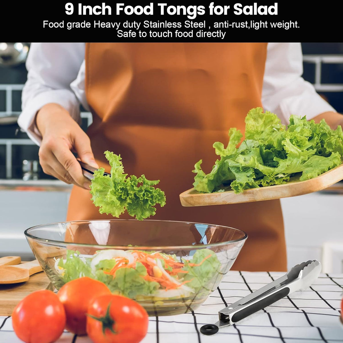 Chengu 12 Pack Stainless Steel Kitchen Tongs, 7/9/12 Inches