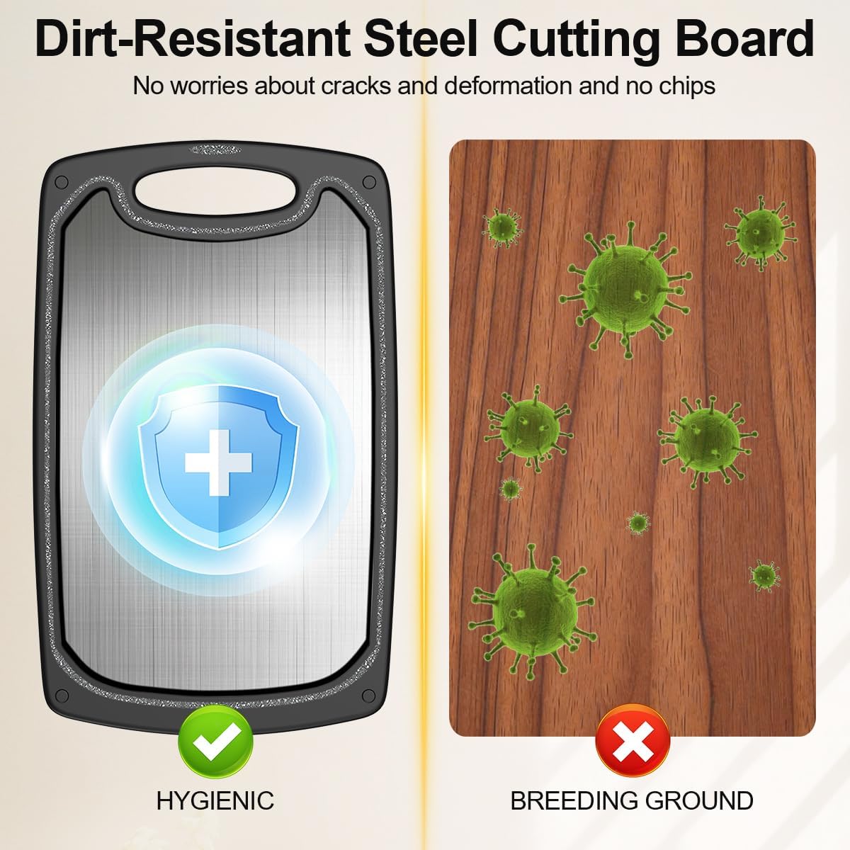 Viretang Small Stainless Steel Cutting Board,Dishwasher safe,Grinding Area