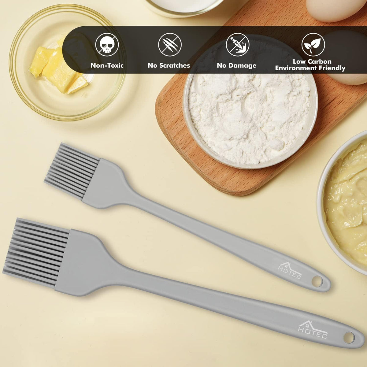 HOTEC Silicone Basting &Pastry Brushes, Grey 2