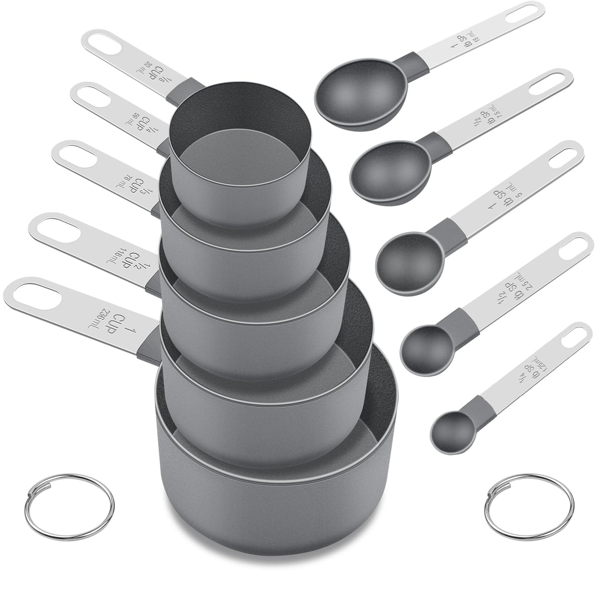 Measuring Cups and Spoons Set, 10-Piece with Stainless Steel Handles, Pink