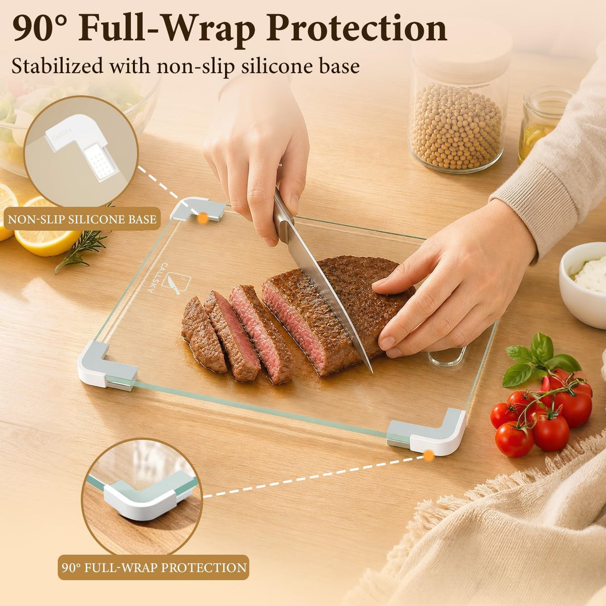 12x8 Clear Tempered Glass Small Cutting Board for Kitchen Countertop