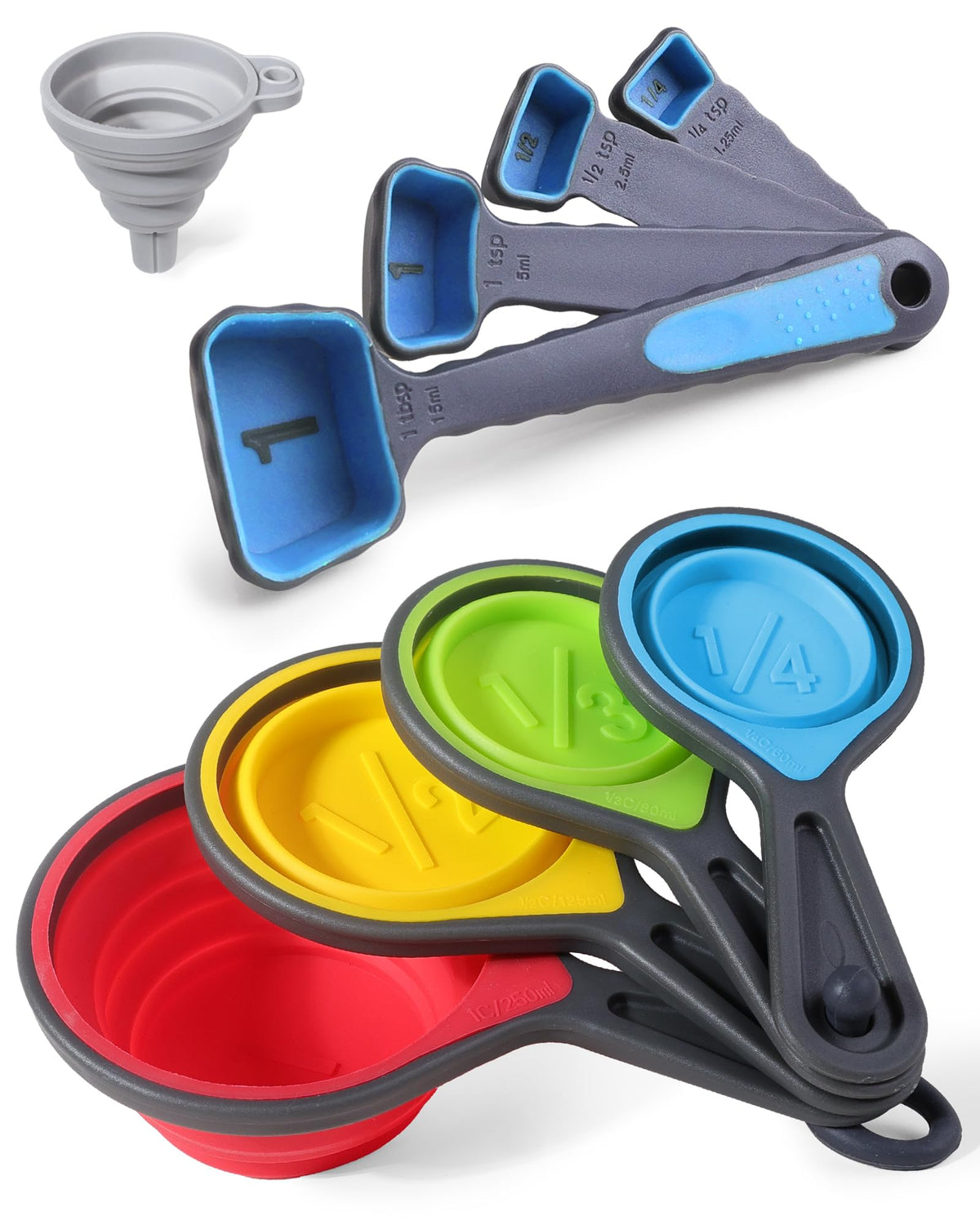 Measuring Spoons Set of 5, Fade-Proof Markings, Color Coded Plastic