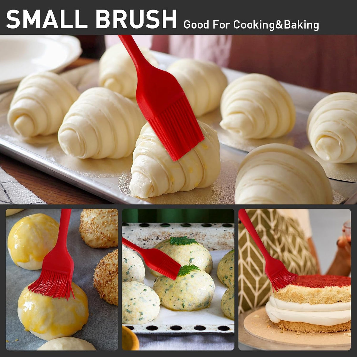 Begonia Silicone Basting Pastry Brush,2pcs 10+8 inch BBQ Sauce Brush,Red