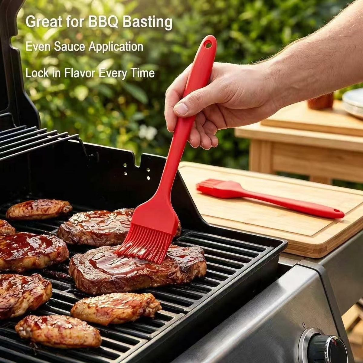 Silicone Basting Brush 2 Pack with Steel Core, Heat Safe BBQ Pastry