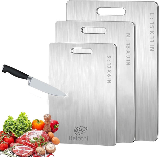 Stainless Steel Cutting Board Set of 3,Non Toxic Cutting Boards for Kitchen