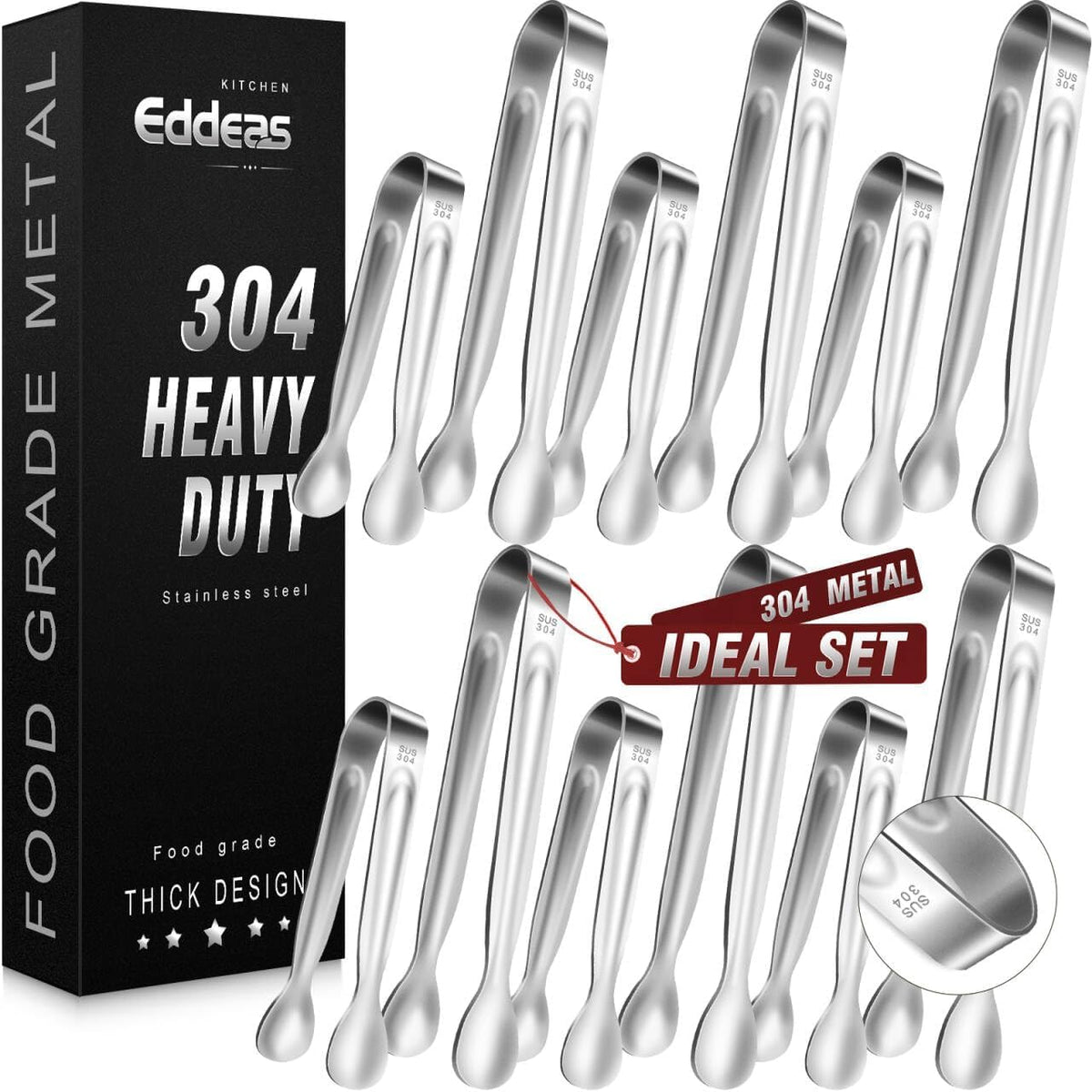 Tongs For Cooking Up to 600 °F Metal Kitchen Tongs 3PCS 7,9,12 Inch