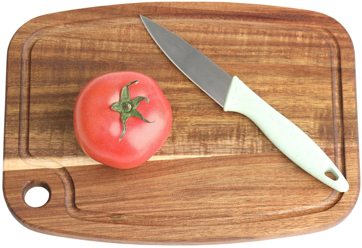 Donxote Small Cutting Board Set of 2 - Compact with Juice Groove for Fruits, Vegetables, Cheese & Sandwiches, Lightweight & Non-Toxic Mini Boards for Charcuterie, Camping & Kitchen