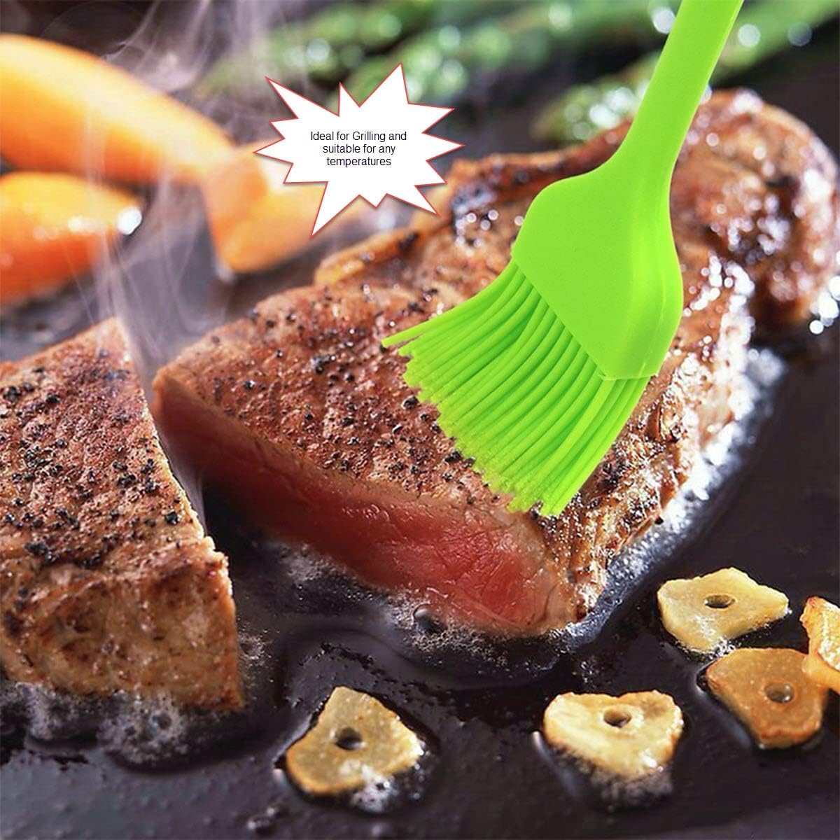 8.4" Silicone Basting Pastry Brush - Perfect for Oil Butter Spread, Marinades, Baste, BBQ, Grill, Cooking - BPA Free, Food Grade Material, Dishwasher Safe (3, 8.4 Inches)