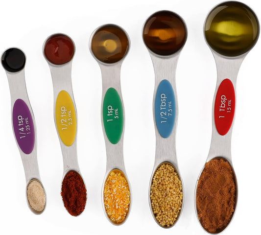 Magnetic Measuring Spoons Set Stainless Steel Dual Sided Stackable Teaspoon