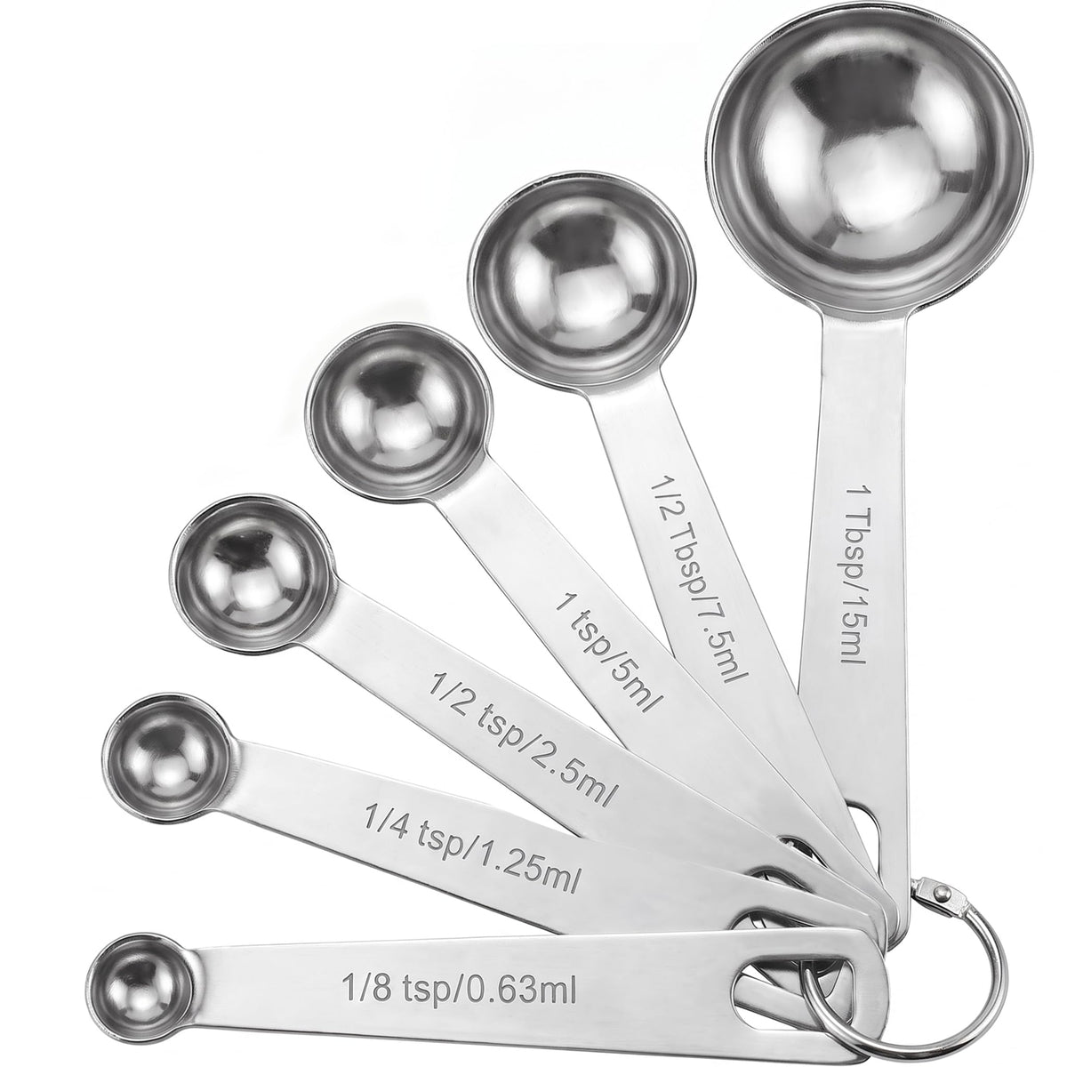 Measuring Spoons, Premium Heavy Duty Stainless Steel Measuring Spoons Cups Set, Small Tablespoon with Metric and US Measurements, Set of 6 for Measuring Dry and Liquid Ingredients
