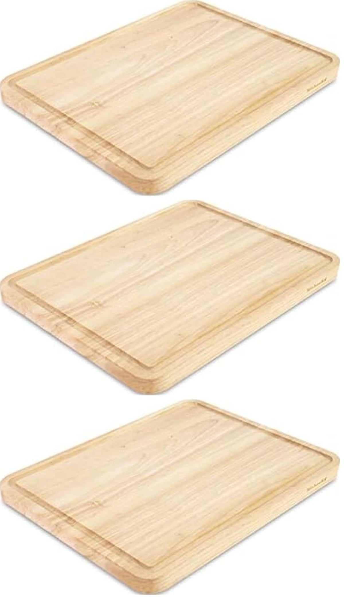 KitchenAid Classic Rubberwood Cutting Board with Perimeter Trench, Reversible Chopping Board, 11-inch x 14-Inch, Natural