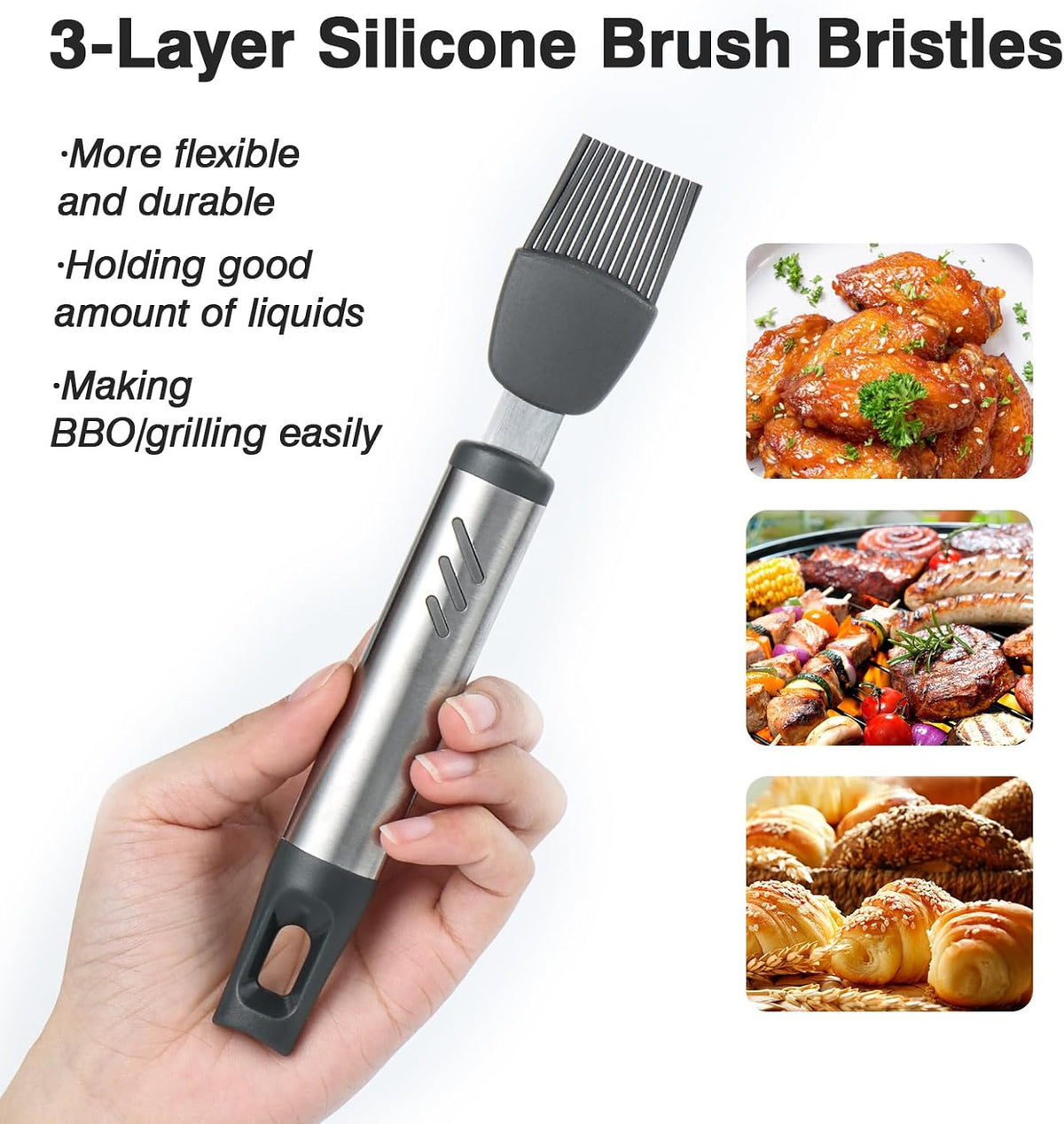 Silicone Grill Brush for Oil and Sauce, Set of 2 Basting Brush