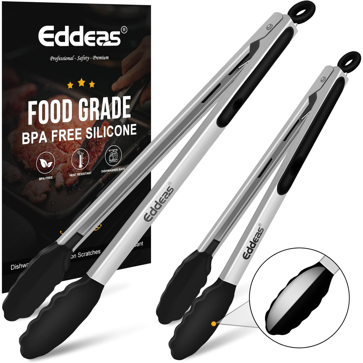Metal Tongs For Cooking Up To 600°F Kitchen Tongs 2PCS - 9", 12 inch