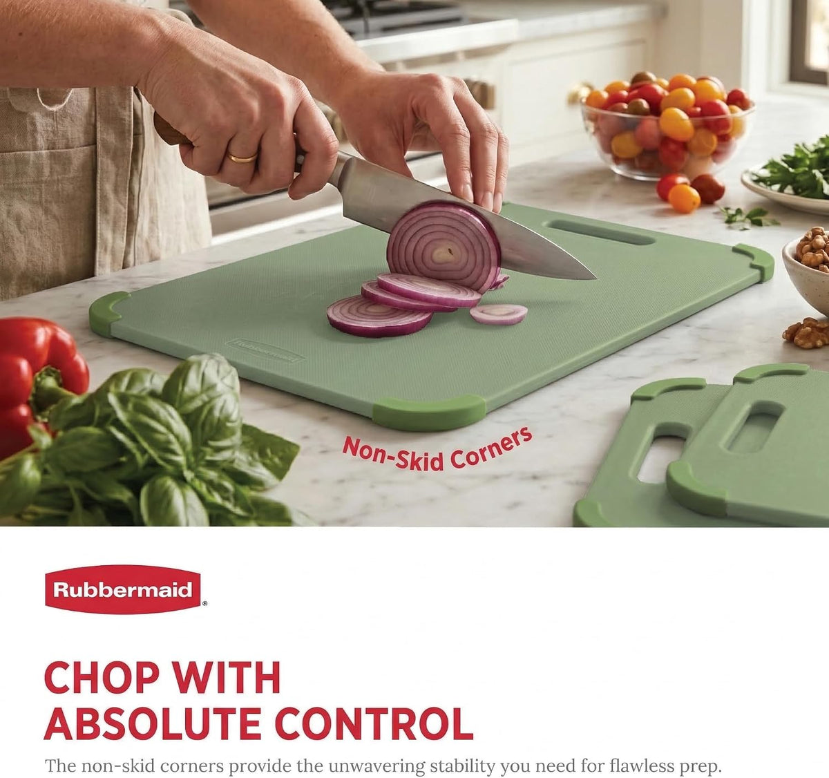 Rubbermaid 3pc Reversible Wheat Fiber Cutting Board Set | BPA Free Non Toxic Cutting Boards for Kitchen – Dishwasher Safe, Non-Slip Corners & Lightweight | For Meat, Veggies & Fruits