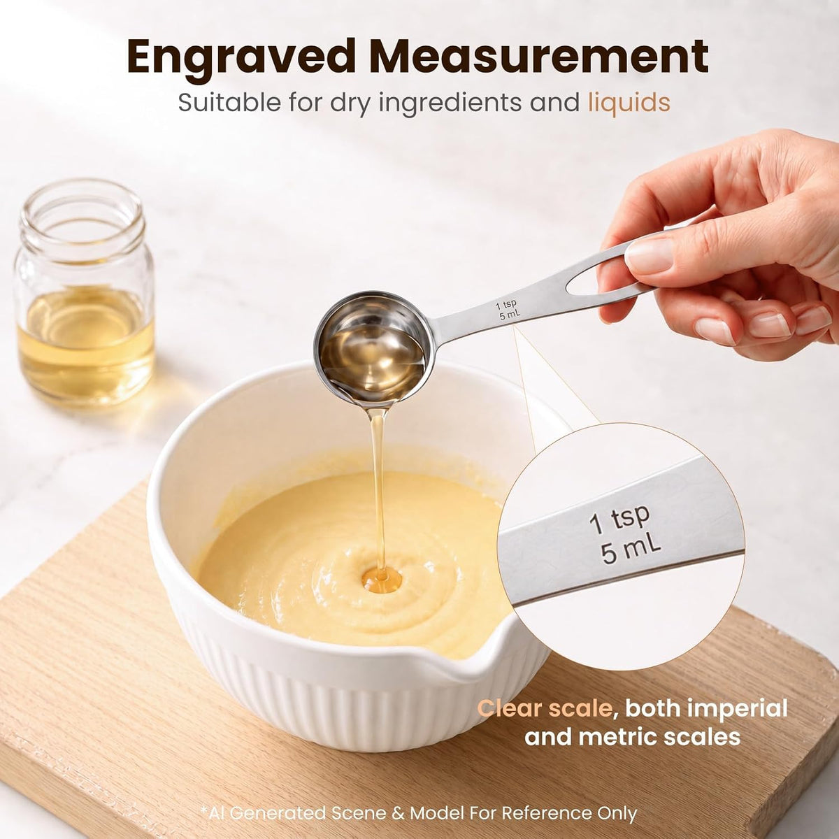 6Pcs Measuring Spoons Set, Stainless Steel Kitchen Measure Tools
