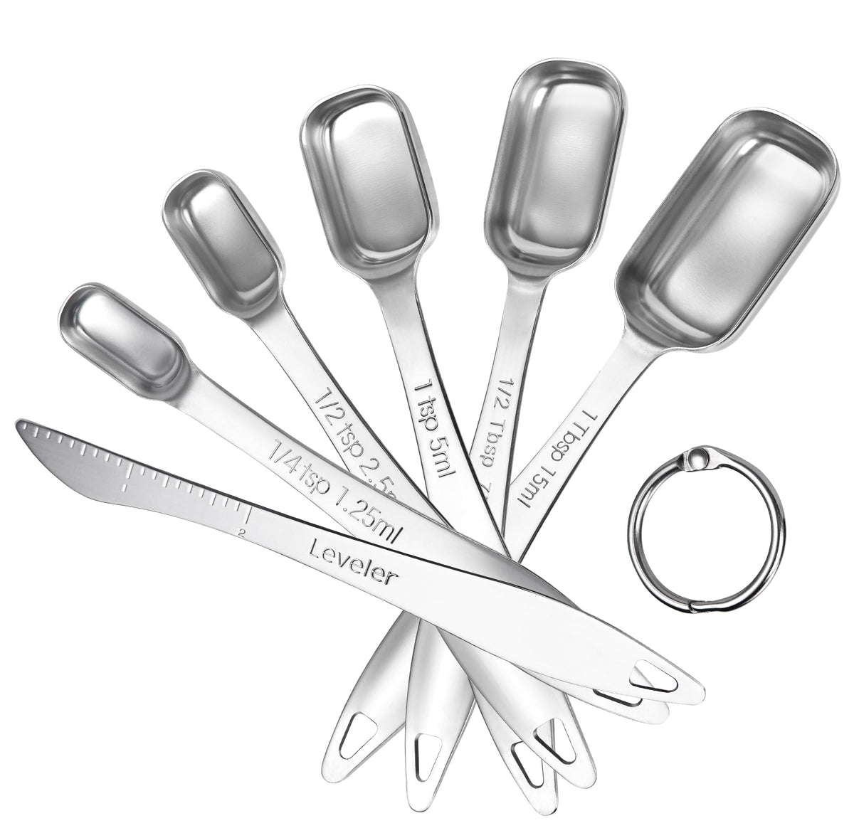 U-Taste 18/8 Stainless Steel Measuring Spoons Set of 7, Teaspoon Tablespoon