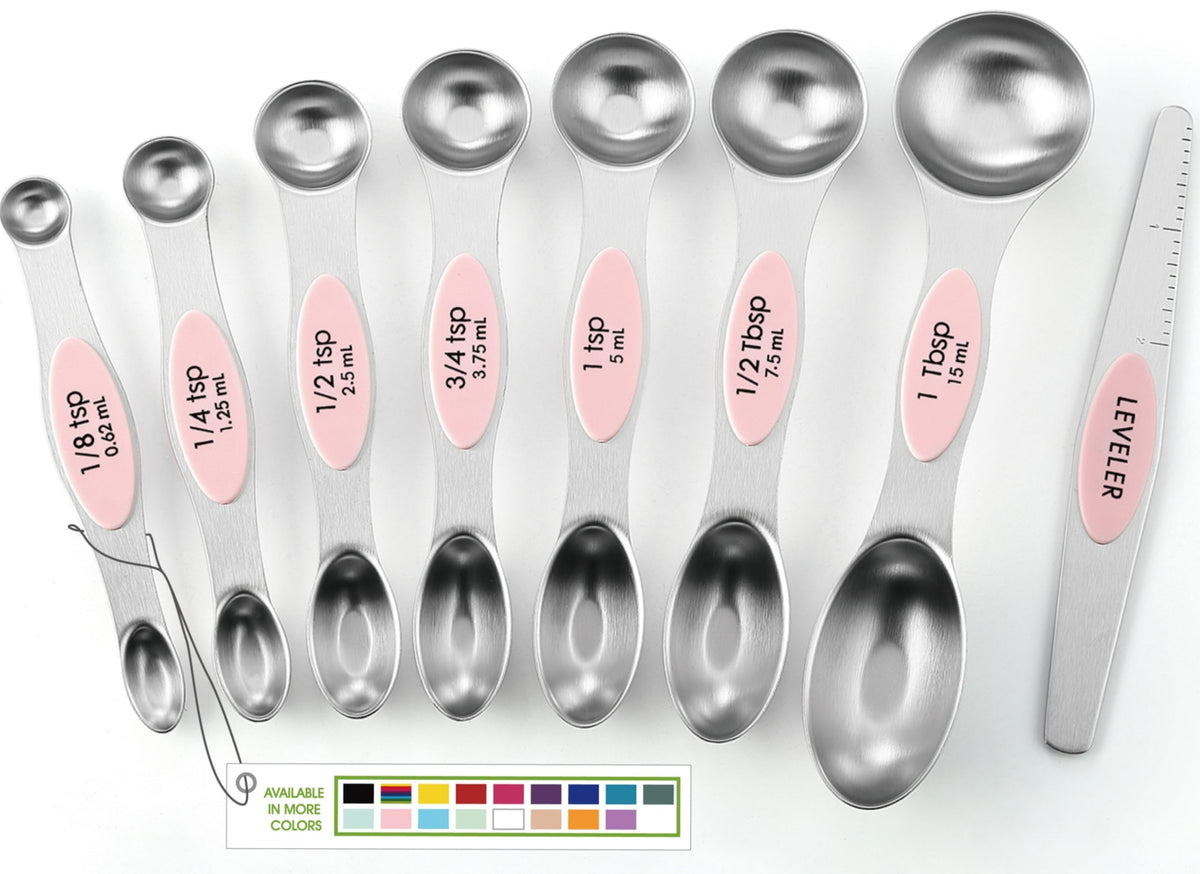 Spring Chef Stainless Steel Magnetic Measuring Spoons Set of 8, Pine Green
