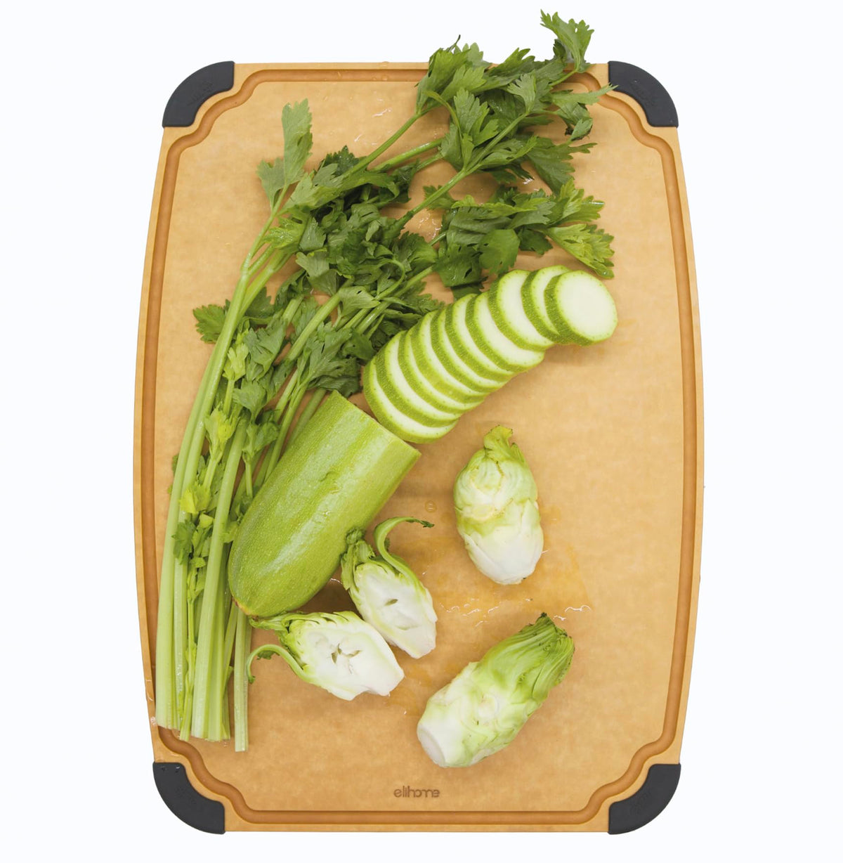 Elihome Essential Series Wood Fiber Cutting Board for Kitchen, Knife Friendly, Dishwasher Safe, Non-Slip Feet, Juice Groove, Reversible, Non-Porous, Eco Friendly, 10"x 7" SMALL