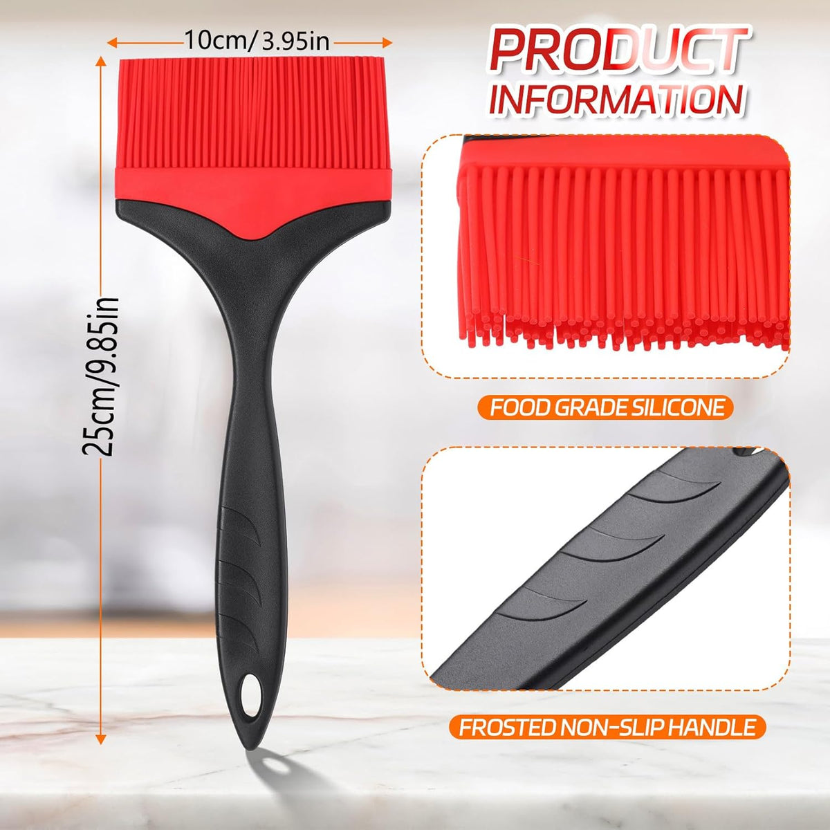 Large Silicone Basting Pastry Brush - 3.95inch Extra Wide Silicone Basting Brush for Grilling,Heat Resistant Brushes Spread Oil Butter Sauce for Cooking Baking BBQ,Dishwasher Safe,Set of 2