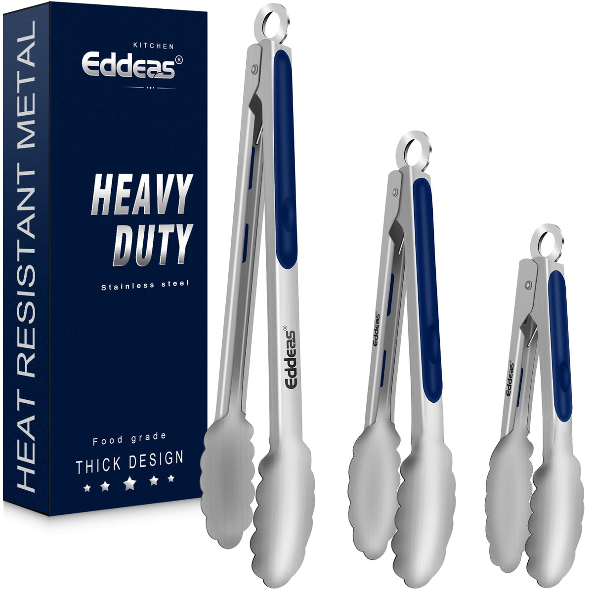 Kitchen Tongs Up To 600°F Silicone Tongs for Cooking 3Pcs 7,9,12 IN