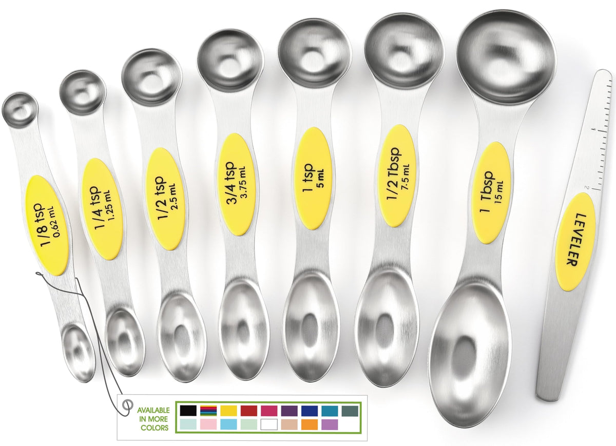 Spring Chef Stainless Steel Magnetic Measuring Spoons Set of 8, Pastel