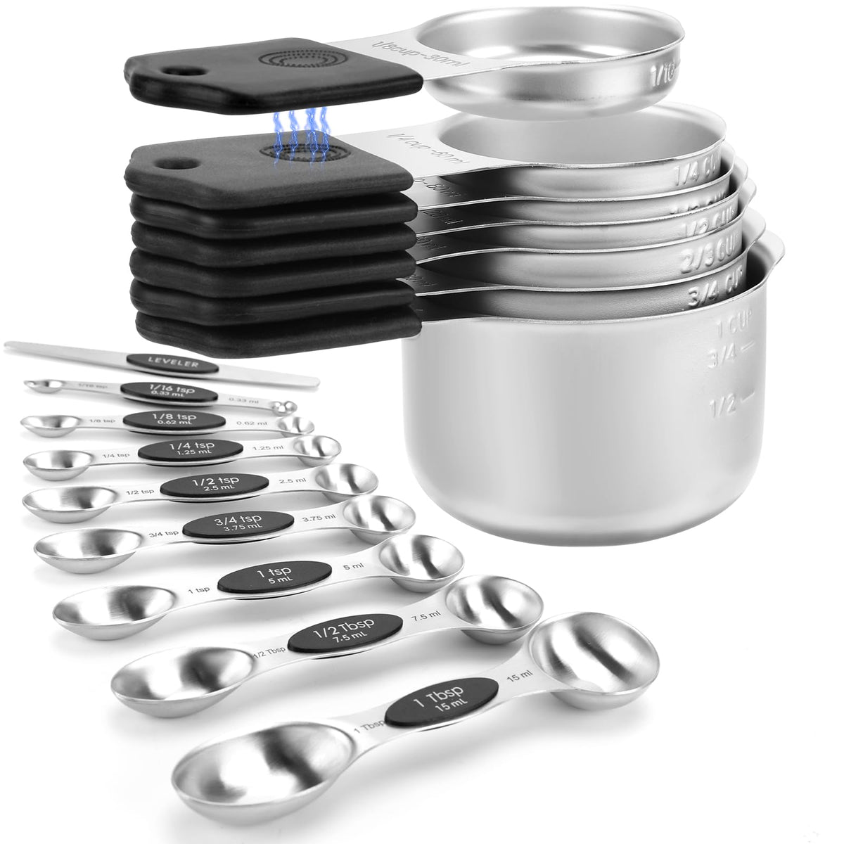Magnetic Measuring Cups and Spoons Set-Heavy Duty 304 Stainless Steel
