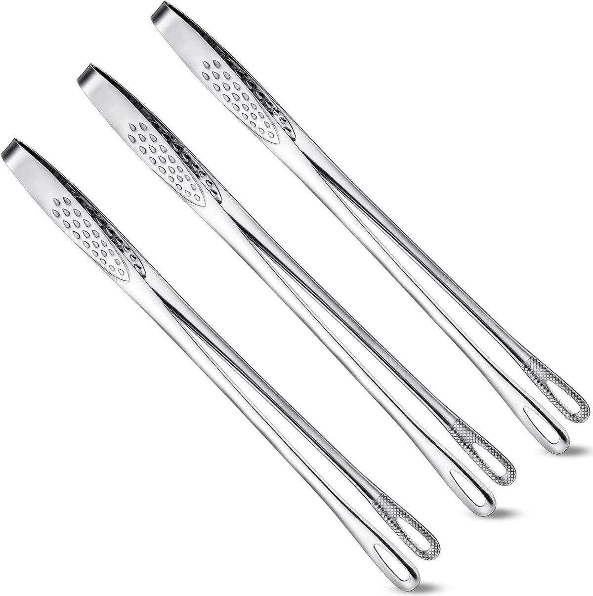 3 Pcs 9.4 Inches Korean BBQ Tongs Stainless Steel Kitchen Tweezers Grill