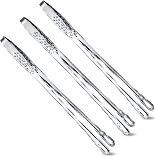 3 Pcs 9.4 Inches Korean BBQ Tongs Stainless Steel Kitchen Tweezers Grill