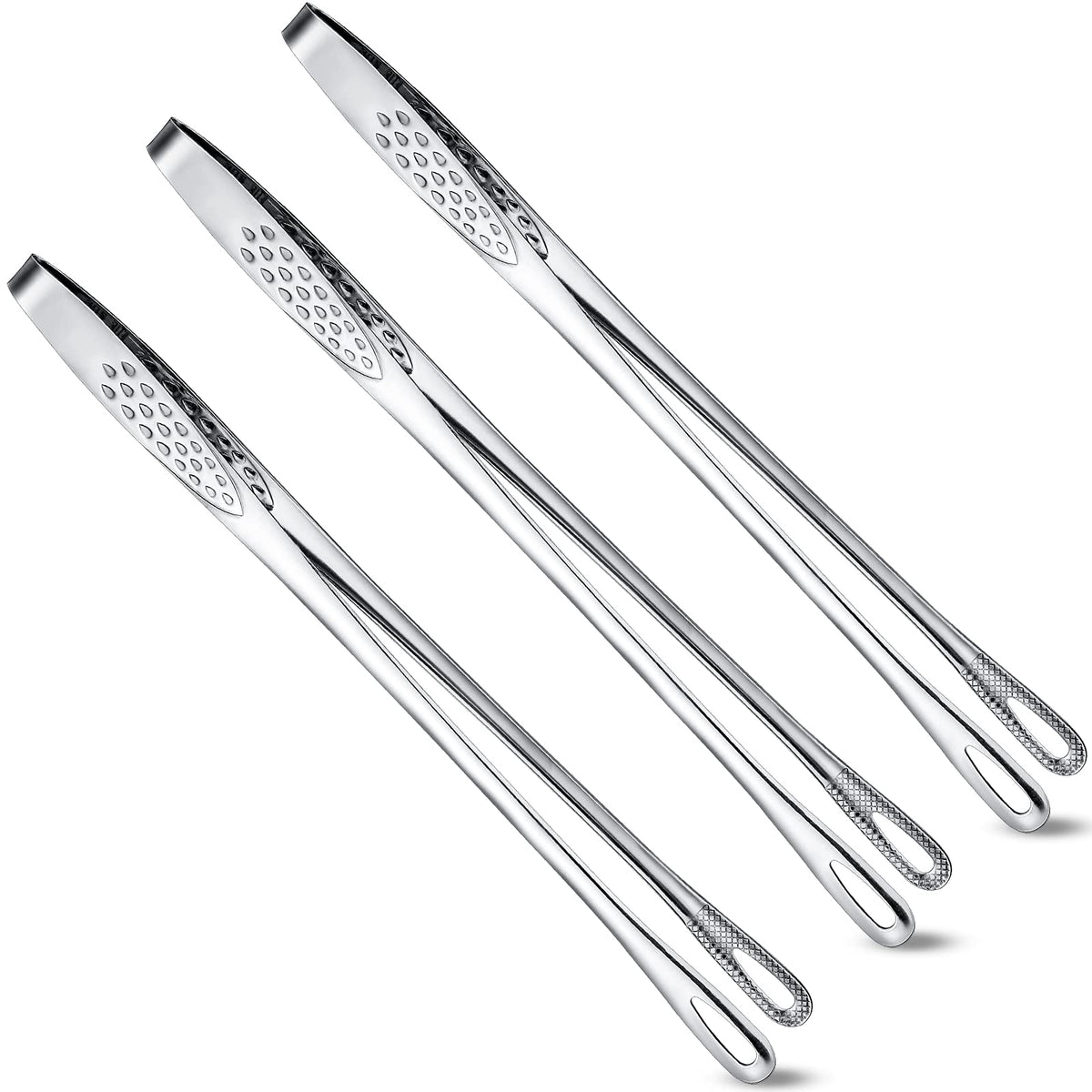 3 Pcs 9.4 Inches Korean BBQ Tongs Stainless Steel Kitchen Tweezers Grill