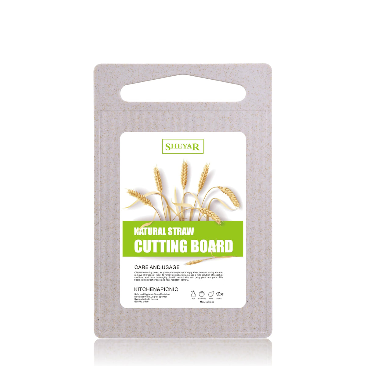 Cutting Board for Kitchen, Wheat Straw Fiber Cutting Board, Dish Washer Safe, w/Juice Grooves for Meat, Veggies, Easy Grip Handle, Non-slip Surface Eco-friendly Serveware Accessories （10‘x6.3’）
