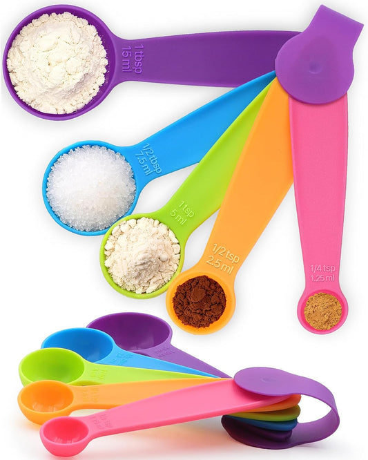 Measuring Spoons Set of 5, Fade-Proof Markings, Color Coded Plastic