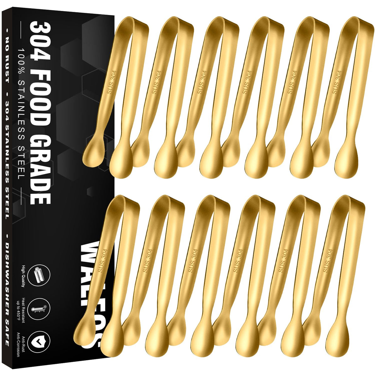 Walfos Silicone Tongs for Cooking - Heat Resistant kitchen tongs for Salad,Cooking, Grilling,Stainless Steel and BPA Free Silicone Tips set of 3 (7" 9" and 12 inch)