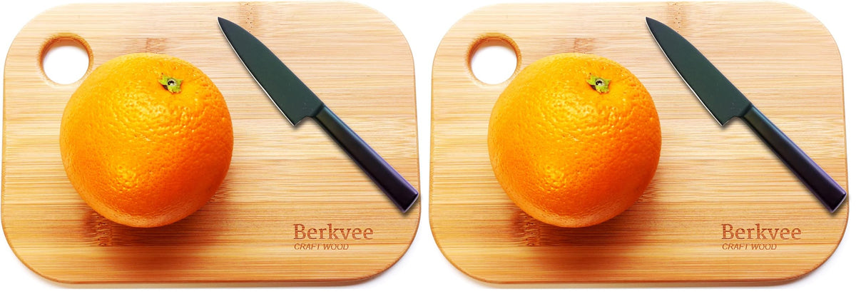 2 PCs Berkvee Small FSC-CERTIFIED Bamboo Wood Cutting Board Set – Mini Lightweight Wooden Cutting Board- BPA Free