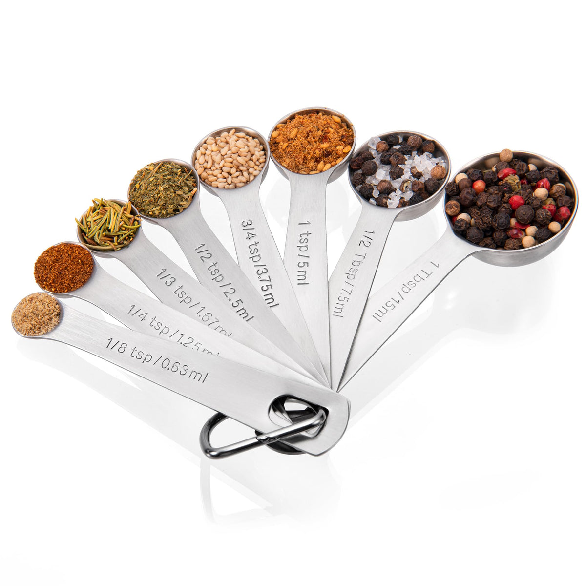 Doosu 18/8 Stainless Steel Measuring Spoons with Engraved Metric (Set of 5)