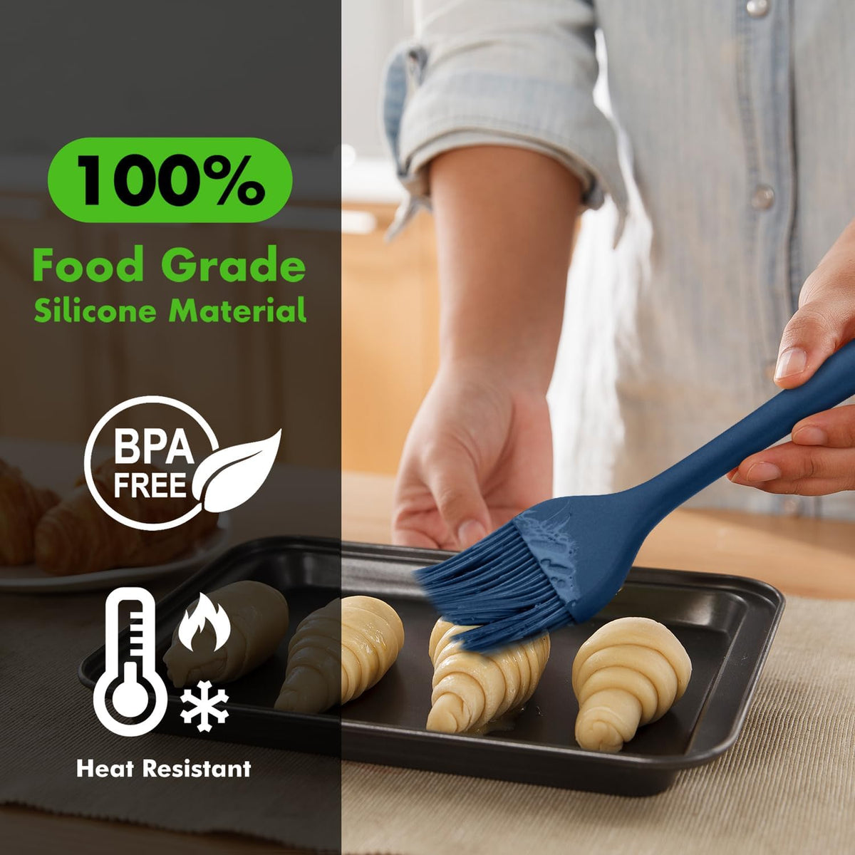 HOTEC Silicone Basting &Pastry Brushes BPA Free, Classic Blue 2