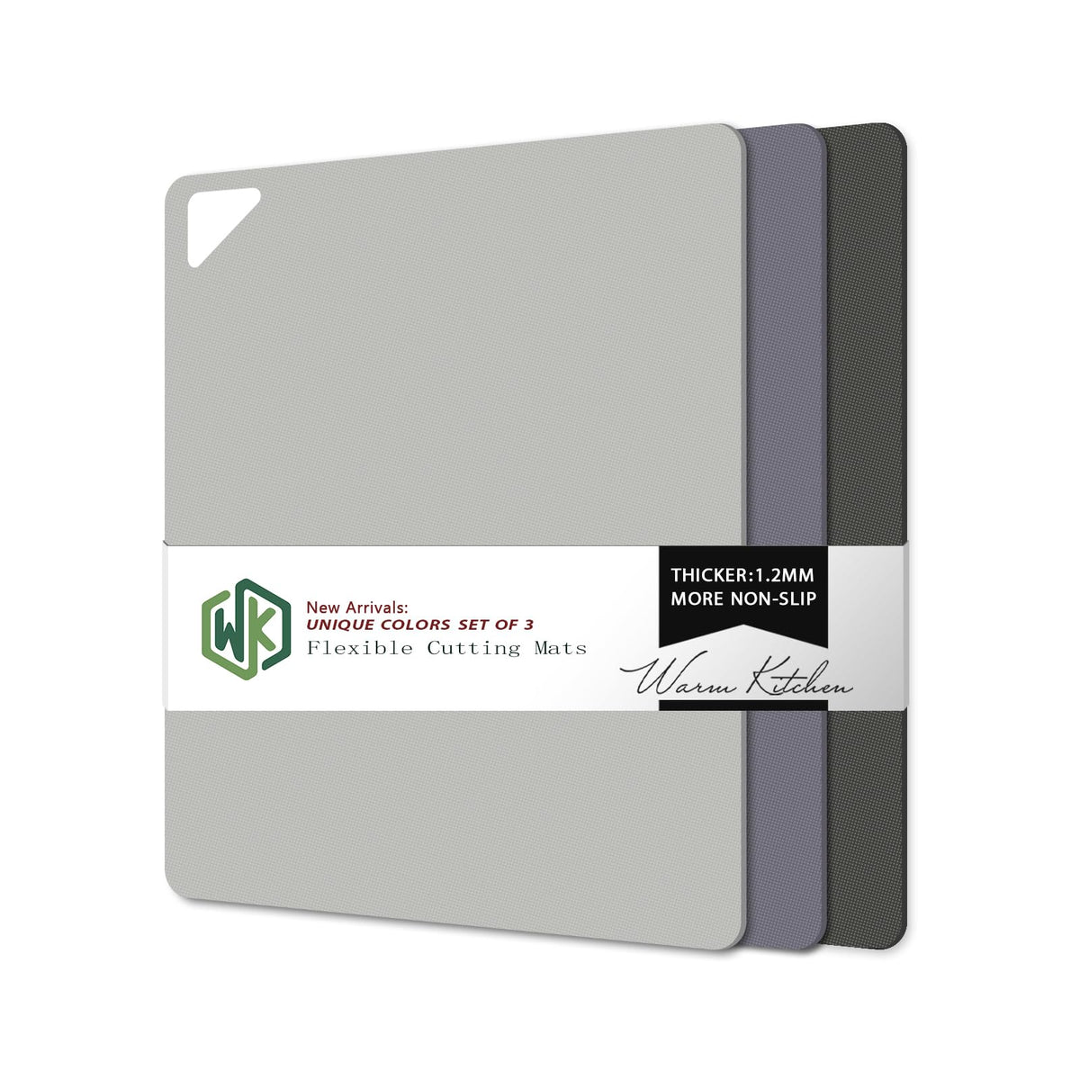 WK Flexible Plastic Cutting Boards Mats for Kitchen, Flexible Non Slip Cutting Mat, Thin Cutting Sheets, BPA Free, Dishwasher Safe, Multi Sizes