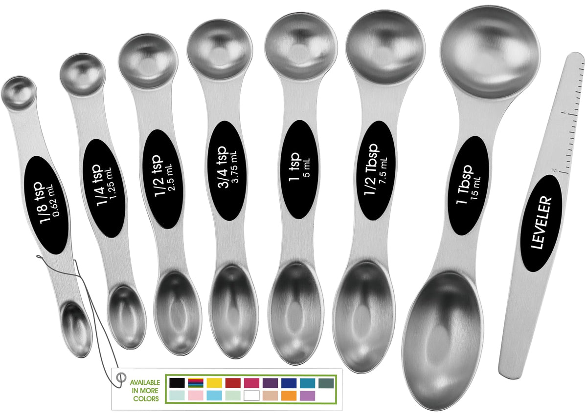 Spring Chef Stainless Steel Magnetic Measuring Spoons Set of 8, Pastel