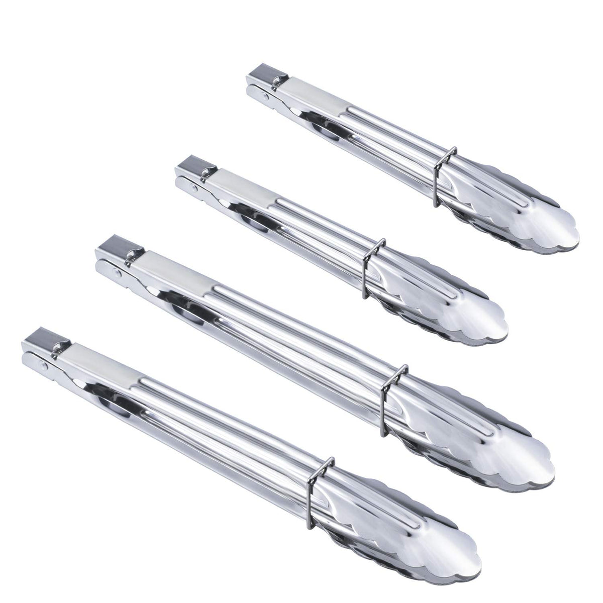 HINMAY Stainless Steel Serving Tongs Metal Cooking Tongs (9-Inch 3 Pieces)