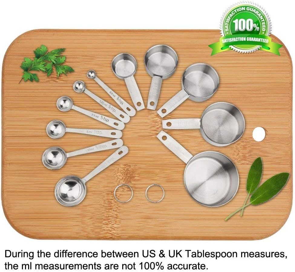 Accmor 11 Piece Stainless Steel Measuring Spoons Cups Set, Premium Stackable Tablespoons Measuring Set for Gift Dry Liquid Ingredients Cooking Baking