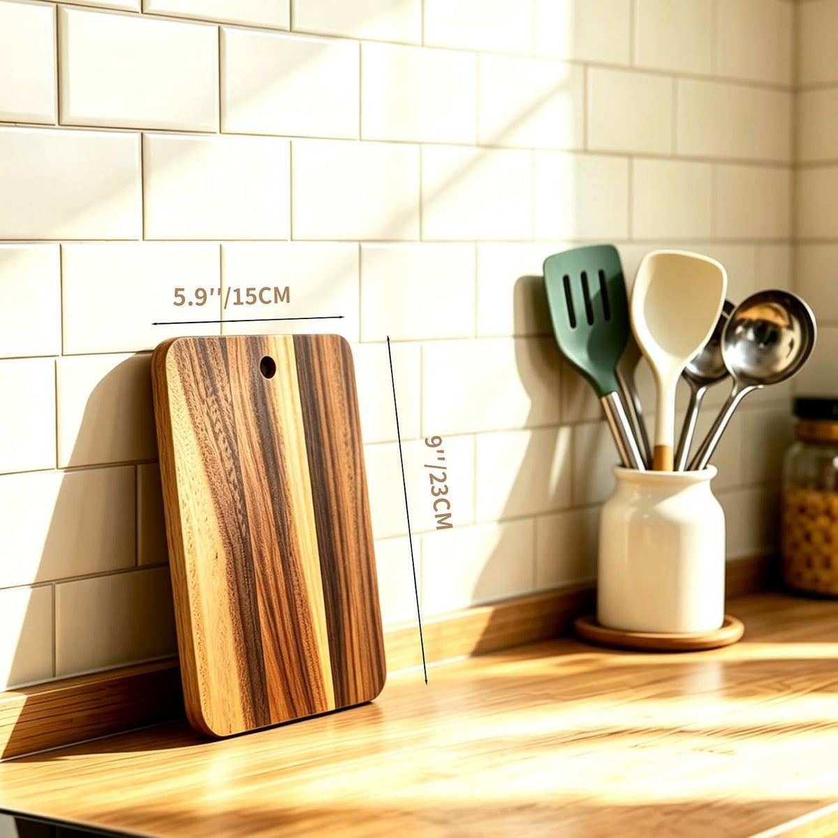 Small Acacia Wooden Cutting Boards for Kitchen，Mini Size 9" x 5.9"